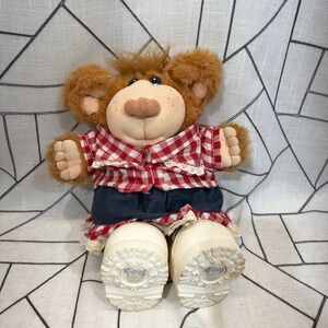 FurSkins Plush‎ Doll 15" Brown Vintage Xavier Roberts Gingham Outfit Boots